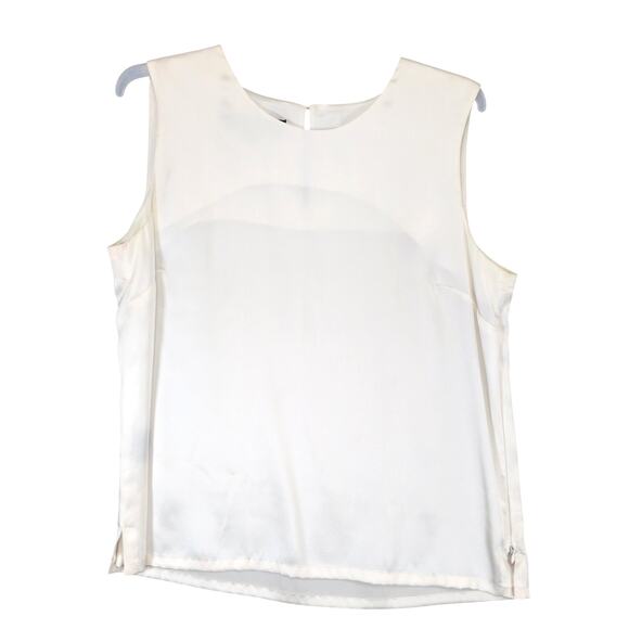 Vtg 90s Kasper Women's 8 Cream 100% Silk Satin Sleeveless Blouse, Coquette - Picture 1 of 6
